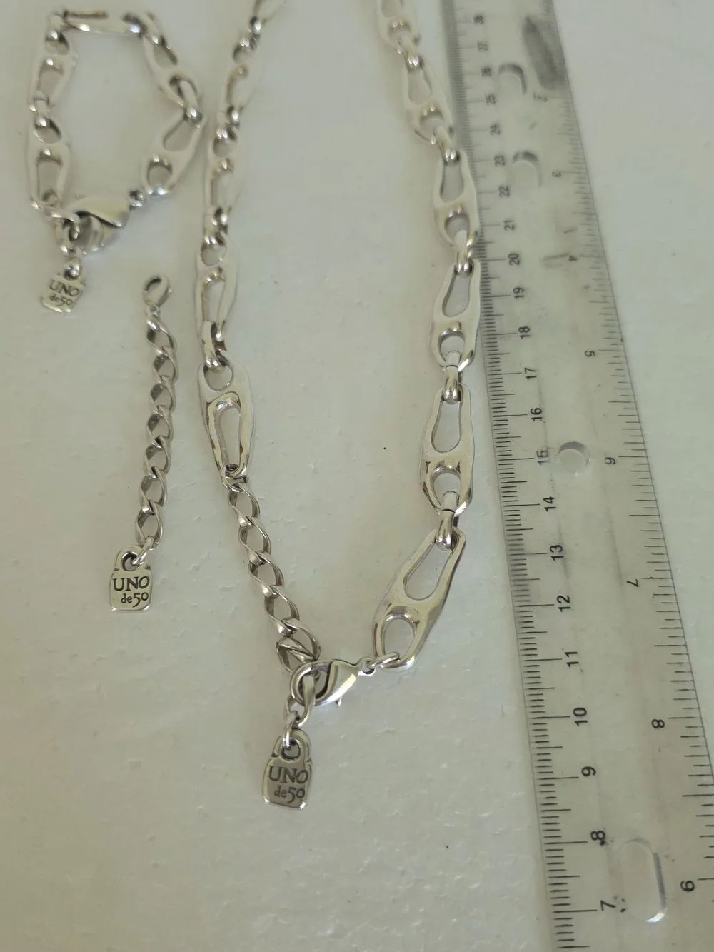 UNO de 50 Silver Tone Link Necklace and Bracelet Set - Silver